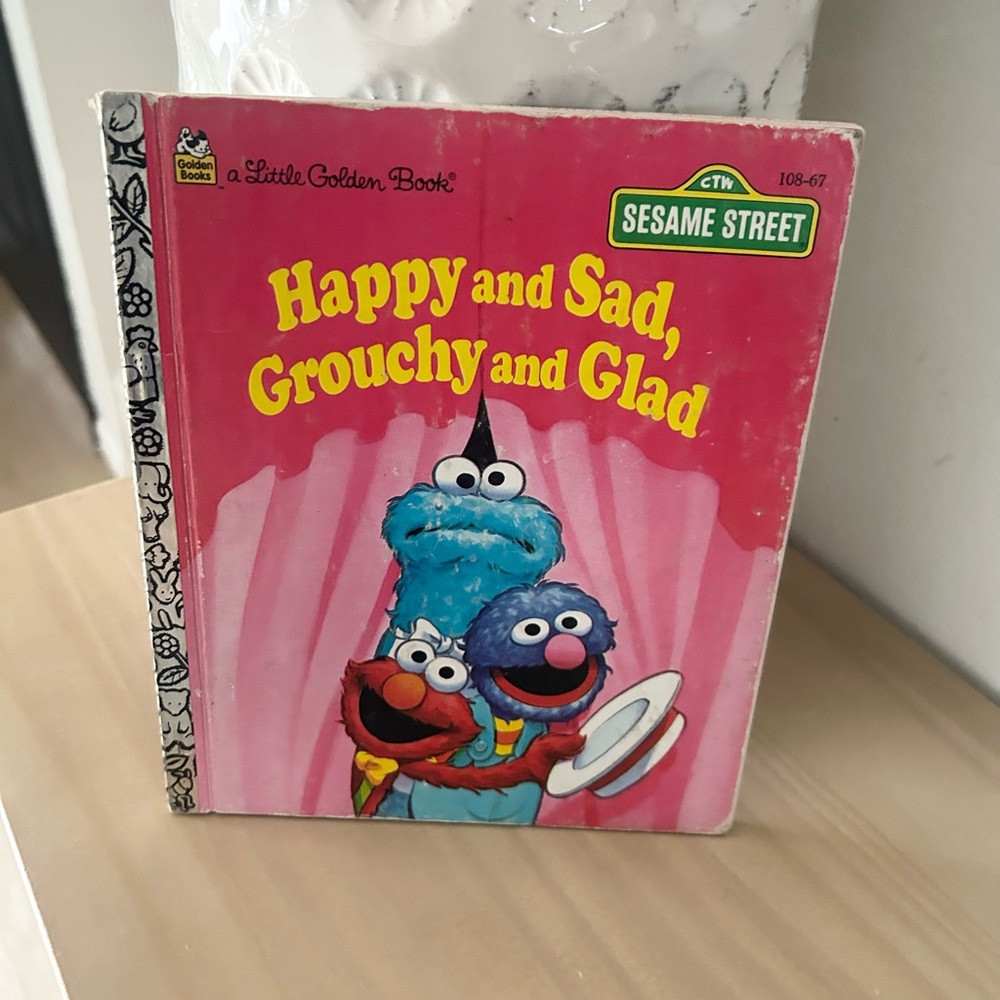 1992 Vintage Sesame Street Happy and Sad, Grouchy and Glad Little Golden Book